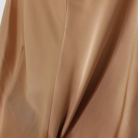BOSTON PROPER Brown Tan Gold Satin V-Neck Top 4 - Picture 2 of 6